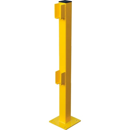 Global Industrial Steel Lift-Out Guard Rail End Post, Double-Rail, 42H, Yellow 708441